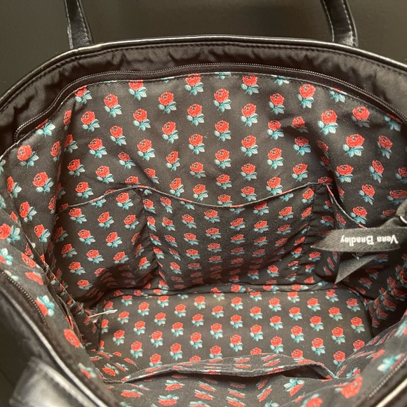 Vera Bradley Black Quilted Tote with leather - Picture 3 of 6